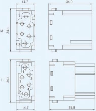 Specifications of HDC-HME6-MCFC Rectangular Connectors