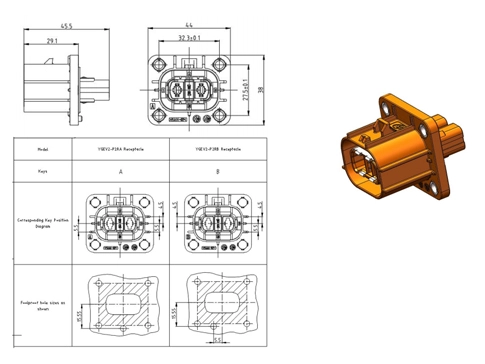 Детали электрических разъемов серии YGEV2-2pin